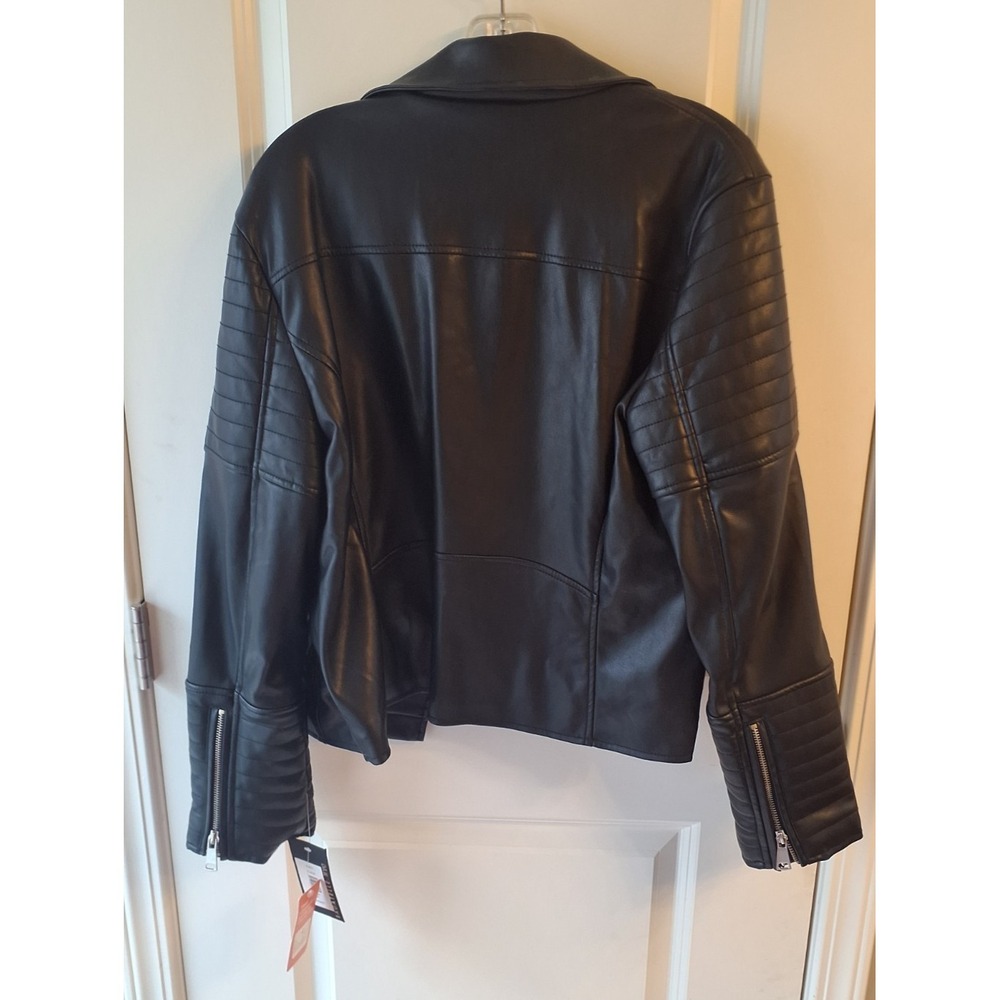 Bagatelle NYC Women's Black Faux Leather Moto Jacket XL Biker Zip New With Tags - Picture 6 of 6